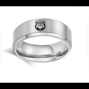 Georgia Bulldogs UGA engraved silver titanium band
